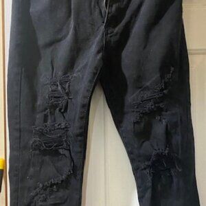 Trestles Supply Co Black White Jeans Distressed SZ 34 Ripped